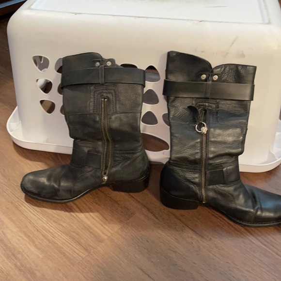 Vera Wang Lavender Label black motorcycle boots size 8.5 - Picture 1 of 6